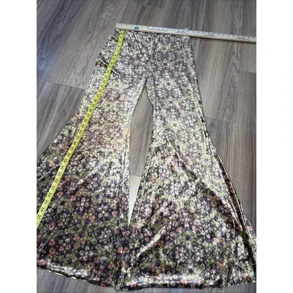 Free People Pants Velvet Flare Women Size S/p Brown Boho Maura Pull On - Picture 5 of 12